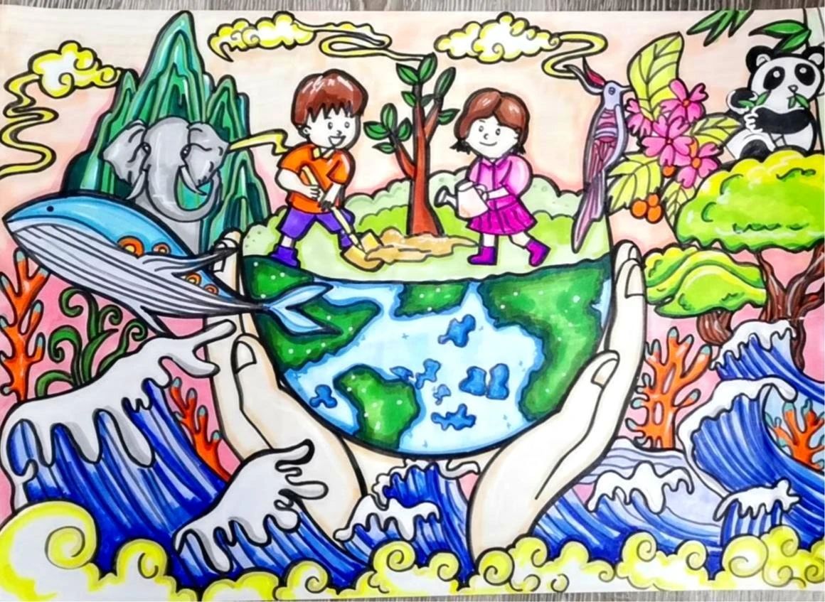 “生态保护 节能先行”主题儿童画作品⑧