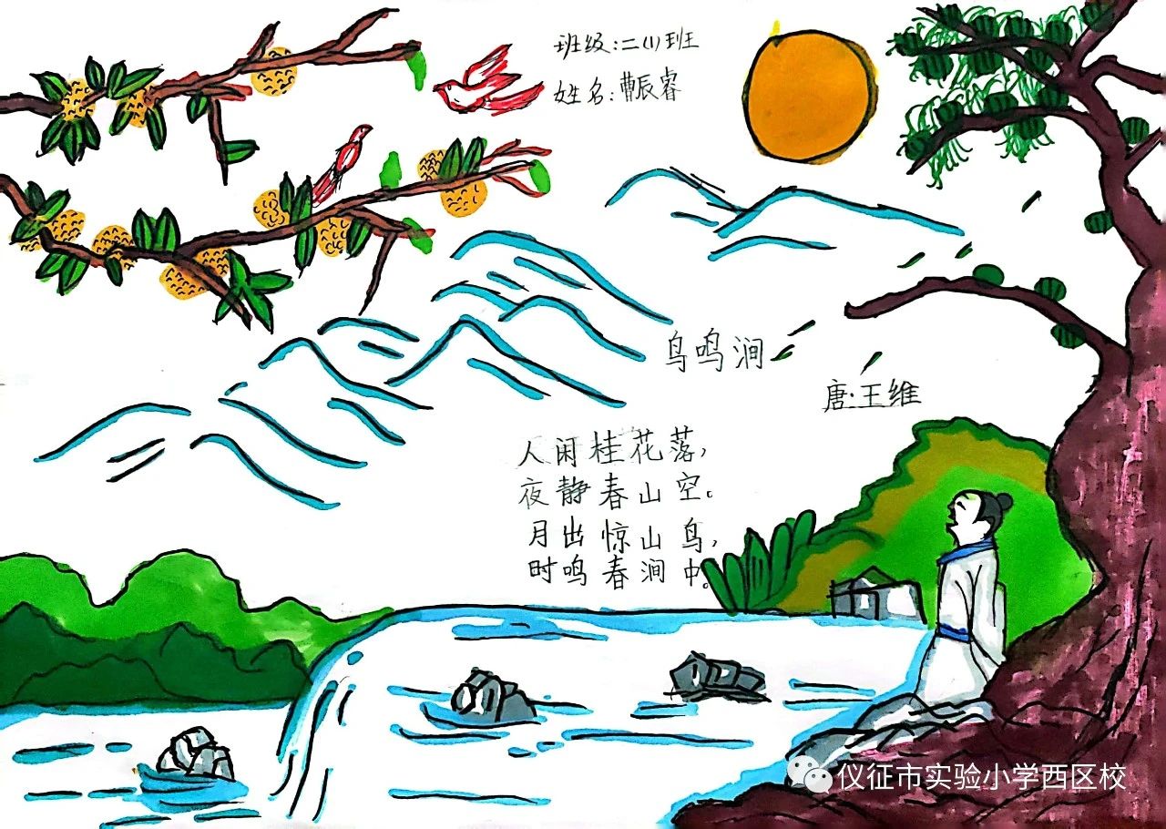 小学诗词配画赏析《鸟鸣涧》