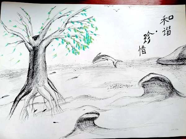 中学生生态文明主题绘画展示第1张