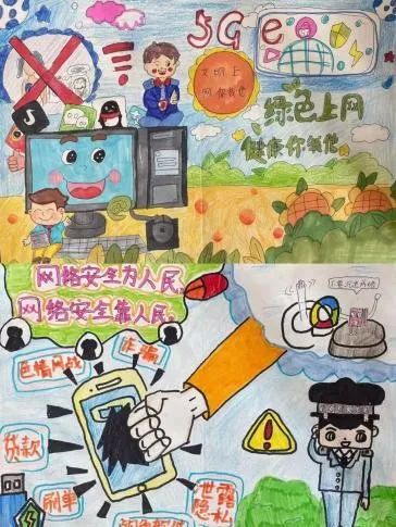 “文明上网 健康成长”网络安全儿童画图片第五张