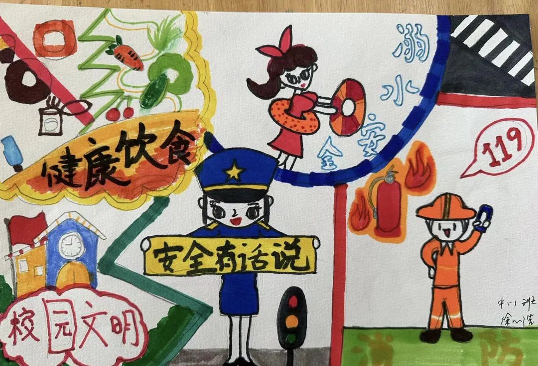幼儿园安全生产月画画作品展（16）