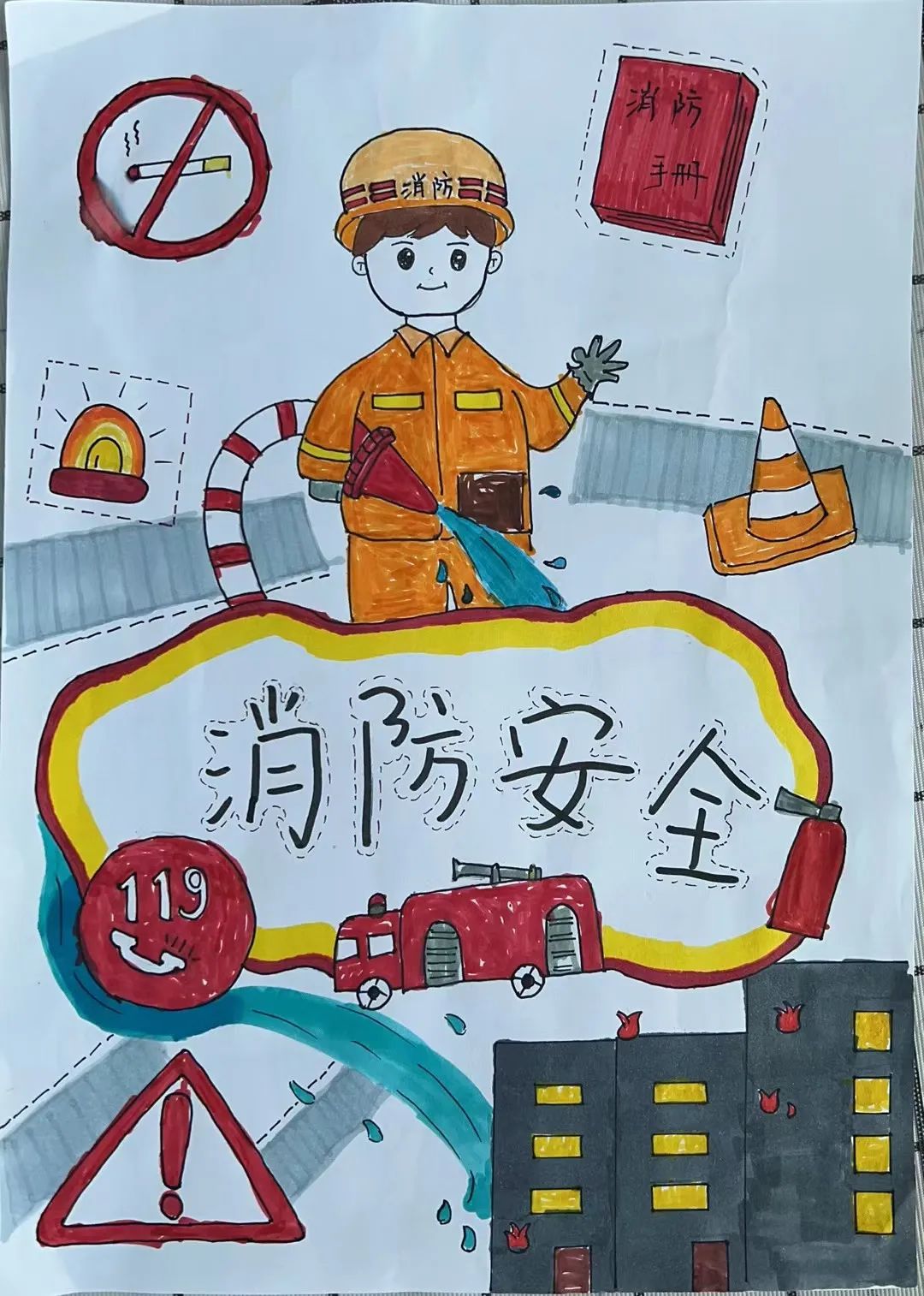 幼儿园安全生产月画画作品展（19）