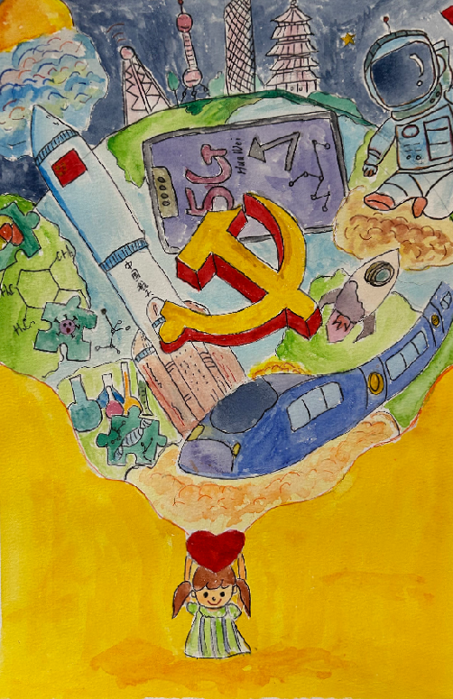  “红领巾 心向党 手绘伟大变革”二年级绘画作品（17）
