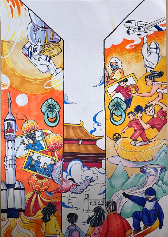 “手绘新时代伟大变革”主题绘画中学作品（四）