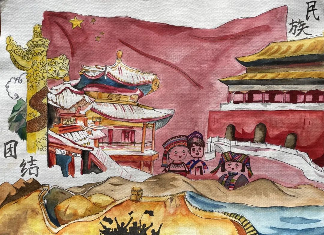 “强国复兴有我 争做民族团结石榴籽”绘画优秀作品（16）