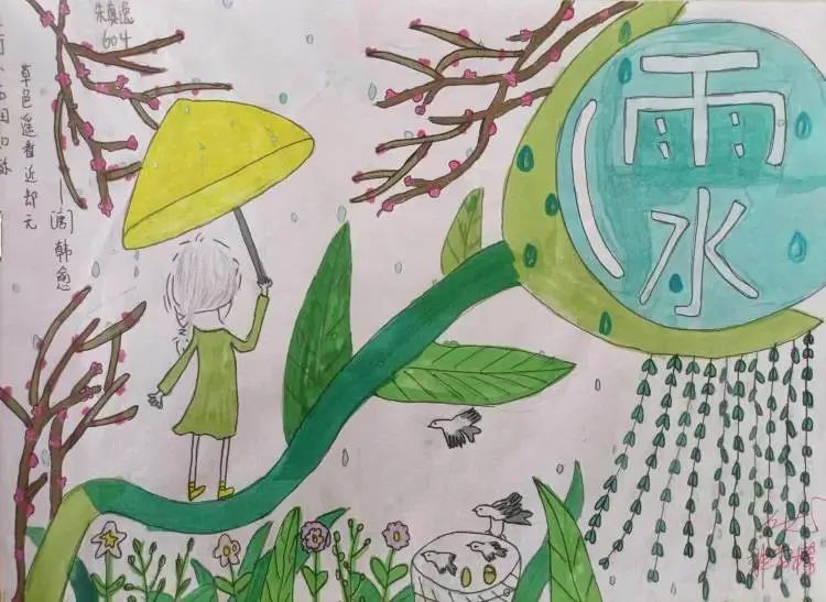 二十四节气系列作品（小学组）——雨水儿童画（二）