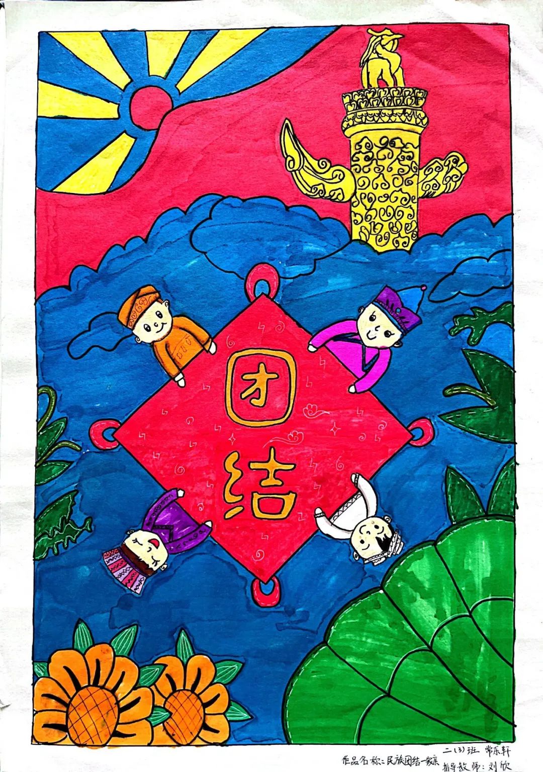 “铸牢中华民族共同体意识”民族团结儿童画（12）