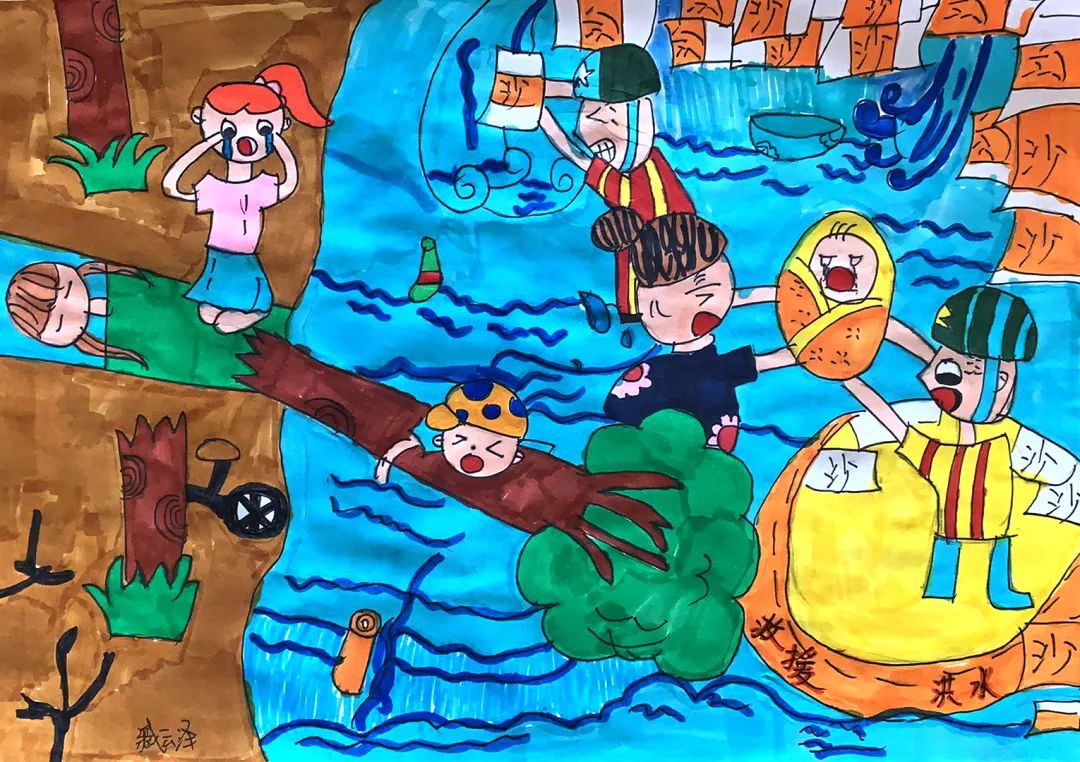 小学生防洪防汛主题画作品（23）