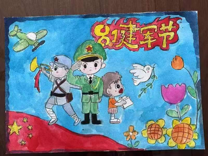 小学三年级建军节主题绘画展示（4）