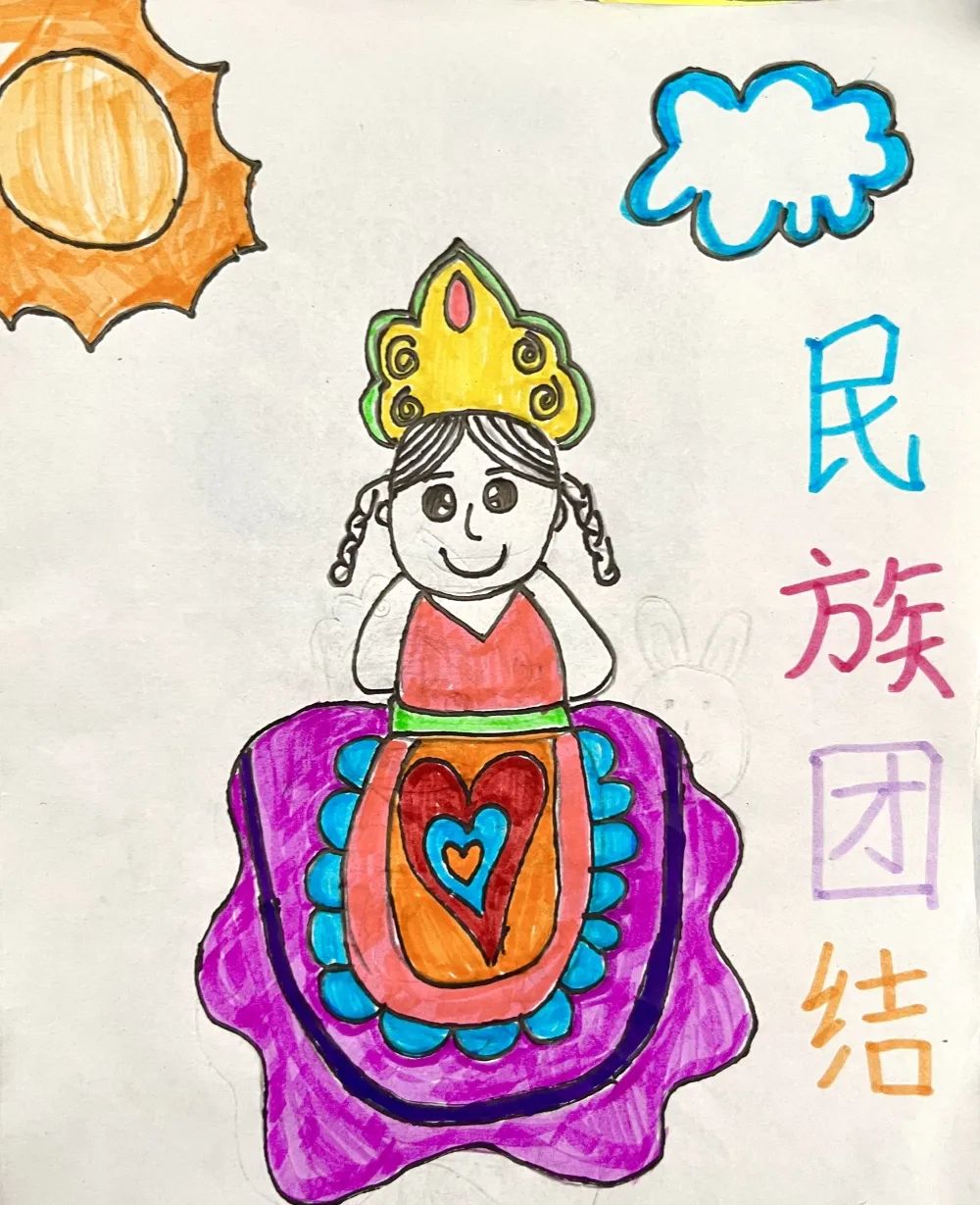 小学1-3年级“民族团结一家亲”画画图片（23）