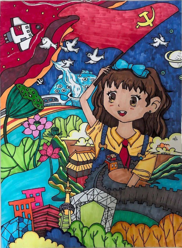 “手绘新时代伟大变革”主题绘画中学作品（十二）