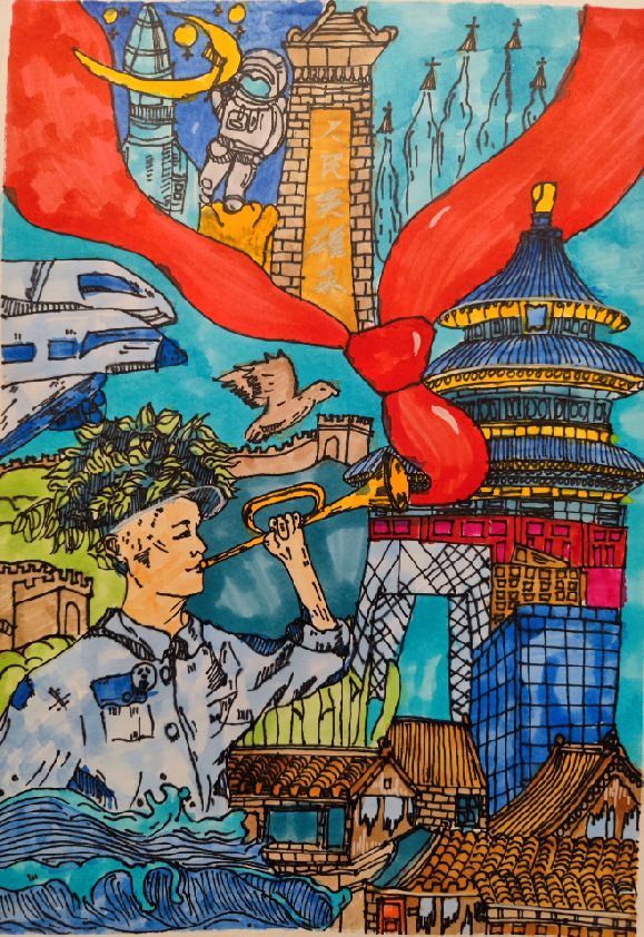 “红领巾 心向党 手绘伟大变革”五年级绘画（5）