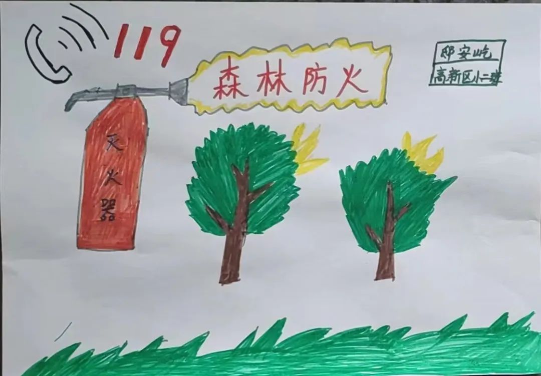 关于森林防火的儿童绘画