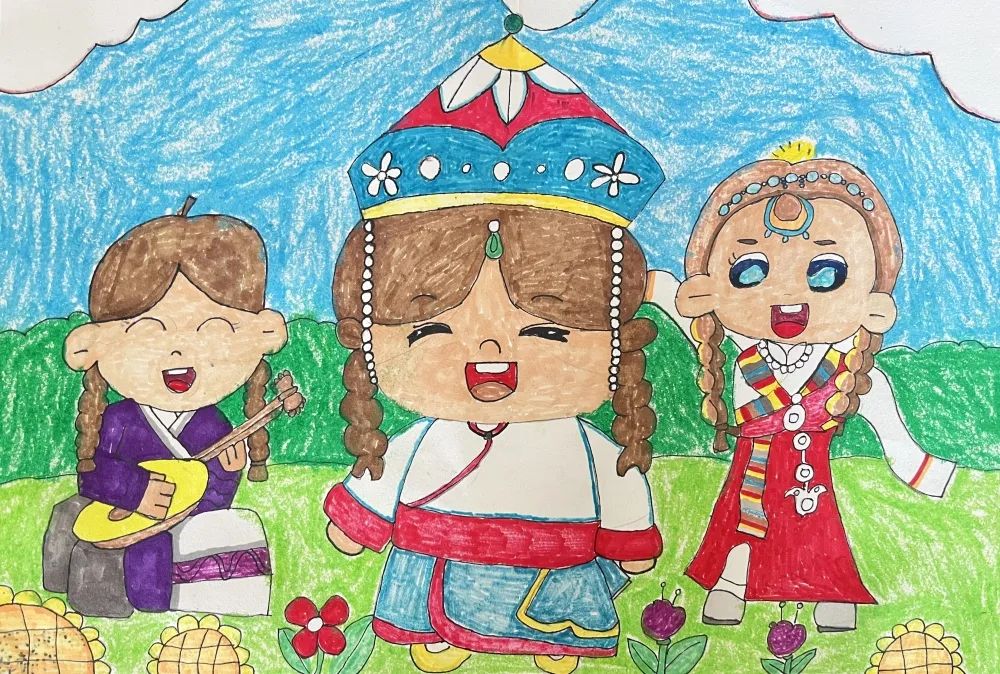小学1-3年级“民族团结一家亲”画画图片（12）