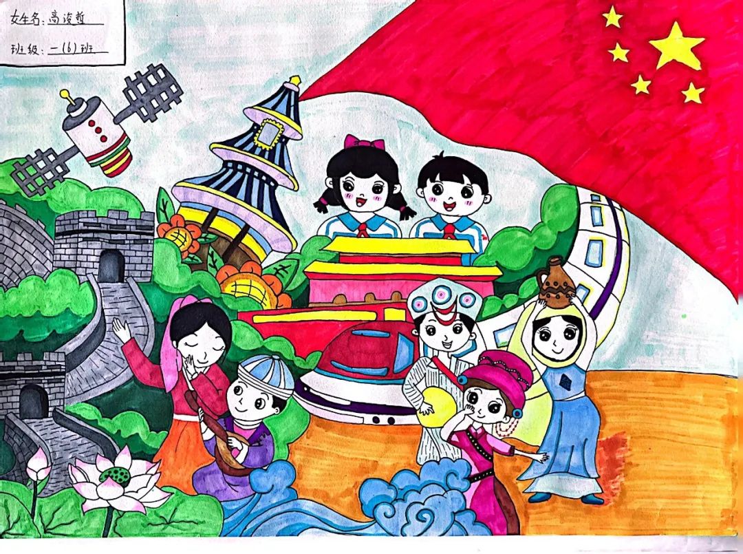 “铸牢中华民族共同体意识”民族团结儿童画（14）