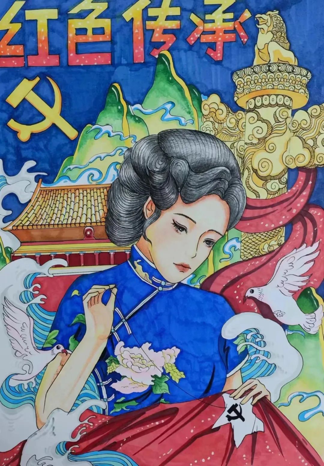 “跟党走 颂党恩 学习二十大”优秀画画作品（1）