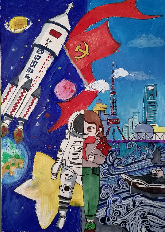 “红领巾 心向党 手绘伟大变革”五年级绘画（9）