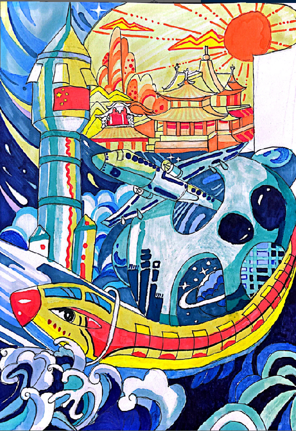 “红领巾 心向党 手绘伟大变革”二年级绘画作品（4）