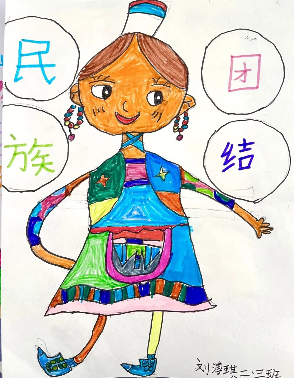 小学1-3年级“民族团结一家亲”画画图片（22）