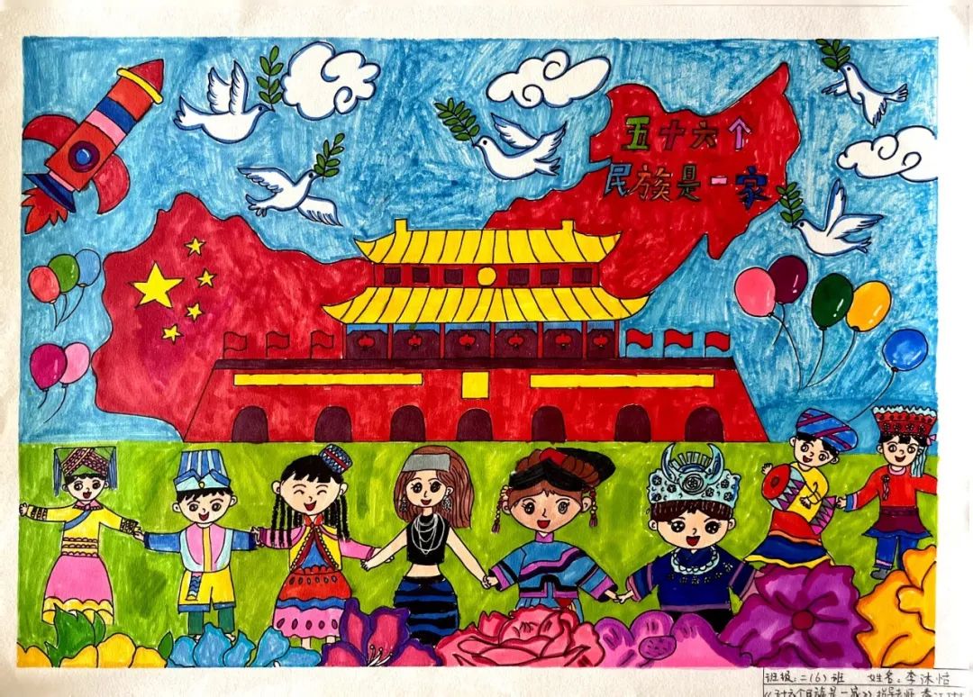 “铸牢中华民族共同体意识”民族团结儿童画（8）