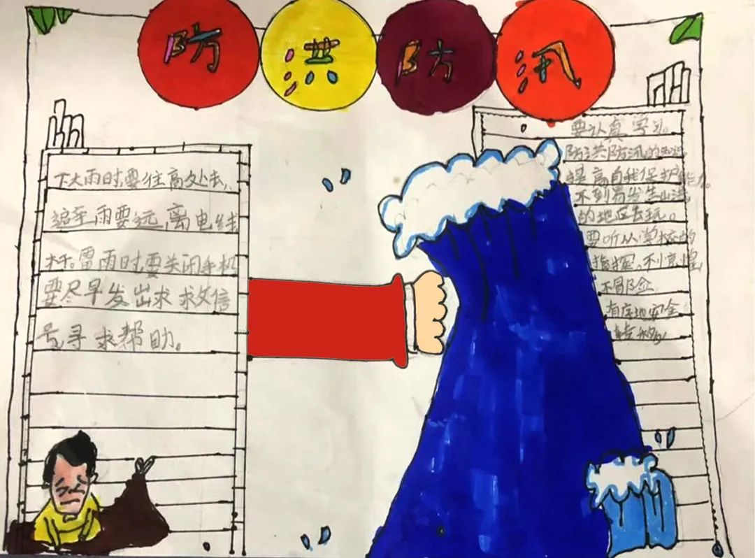 小学生防洪防汛主题画作品（1）