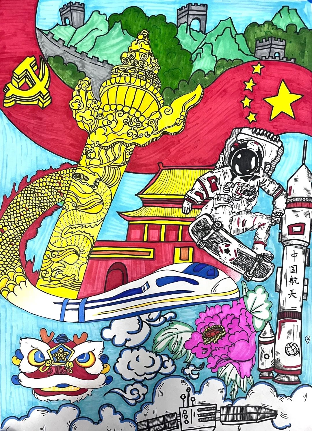 “学习二十大 永远跟党走 奋进新征程”绘画作品（30）