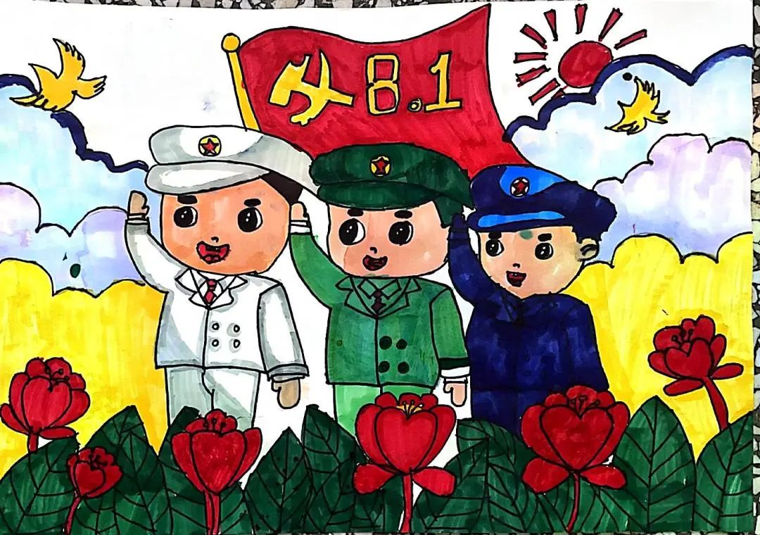 2023八一建军节儿童画图片五