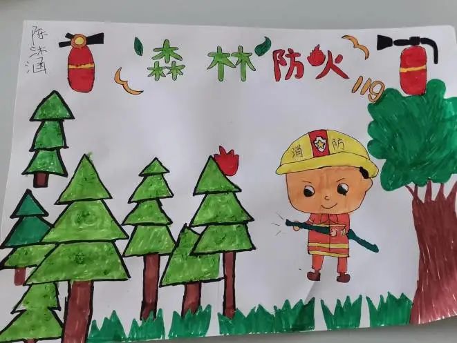 幼儿园森林防火的儿童画图片