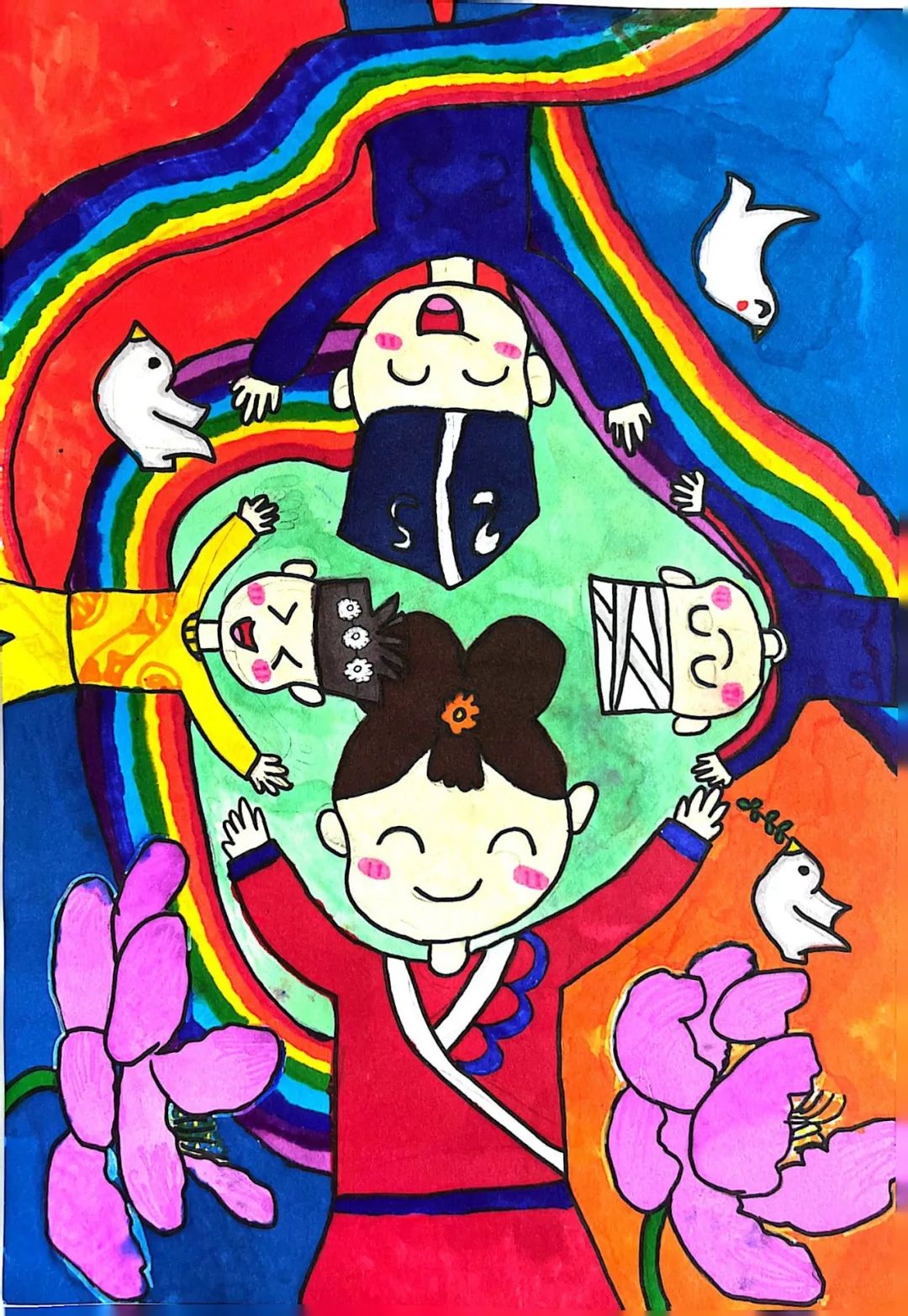 “铸牢中华民族共同体意识”民族团结儿童画（5）