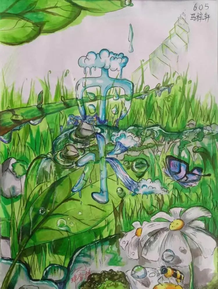 二十四节气系列作品（小学组）——雨水儿童画（四）