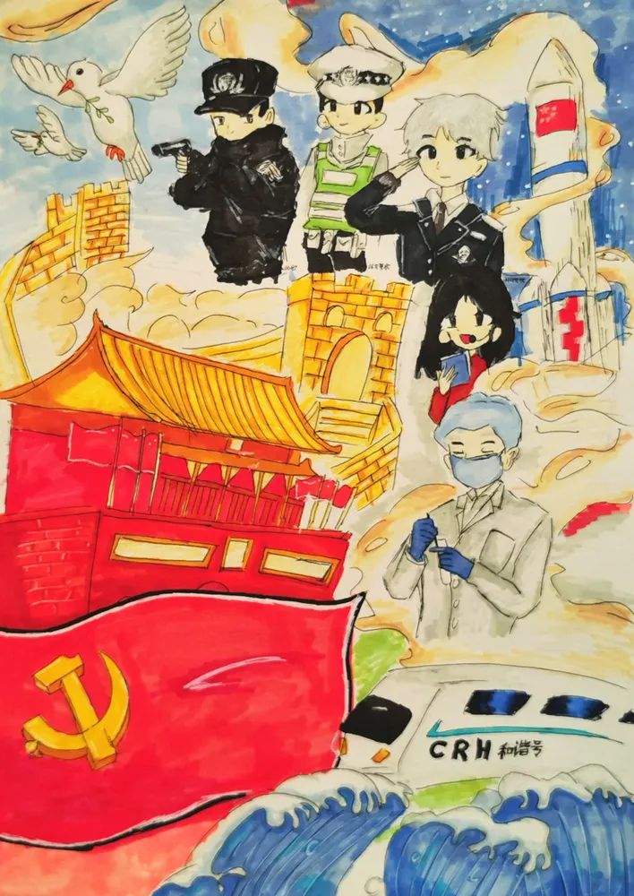 “学习二十大 共筑中国梦”绘画作品欣赏（22）