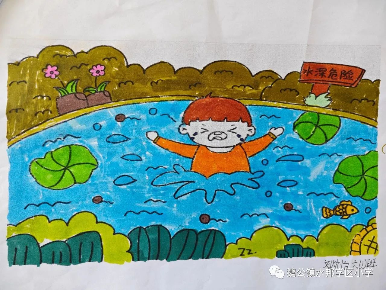 小学生防溺水安全知识教育画画图二
