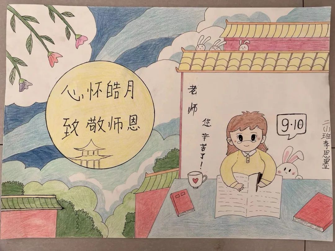 小学1-6年级2023教师节儿童画画图片（12）