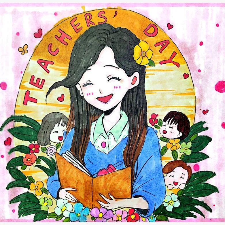 小学教师节儿童画作品——《老师 辛苦了》（4）