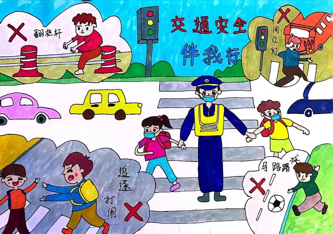 “童心绘交通 出行讲文明”绘画图片展示（17）