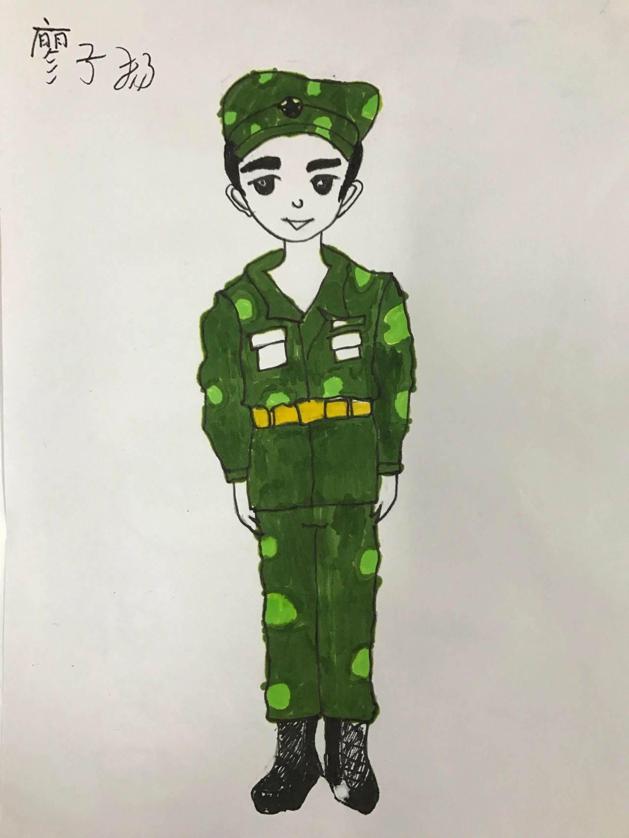 关于军训的小学生儿童绘画作品（16）