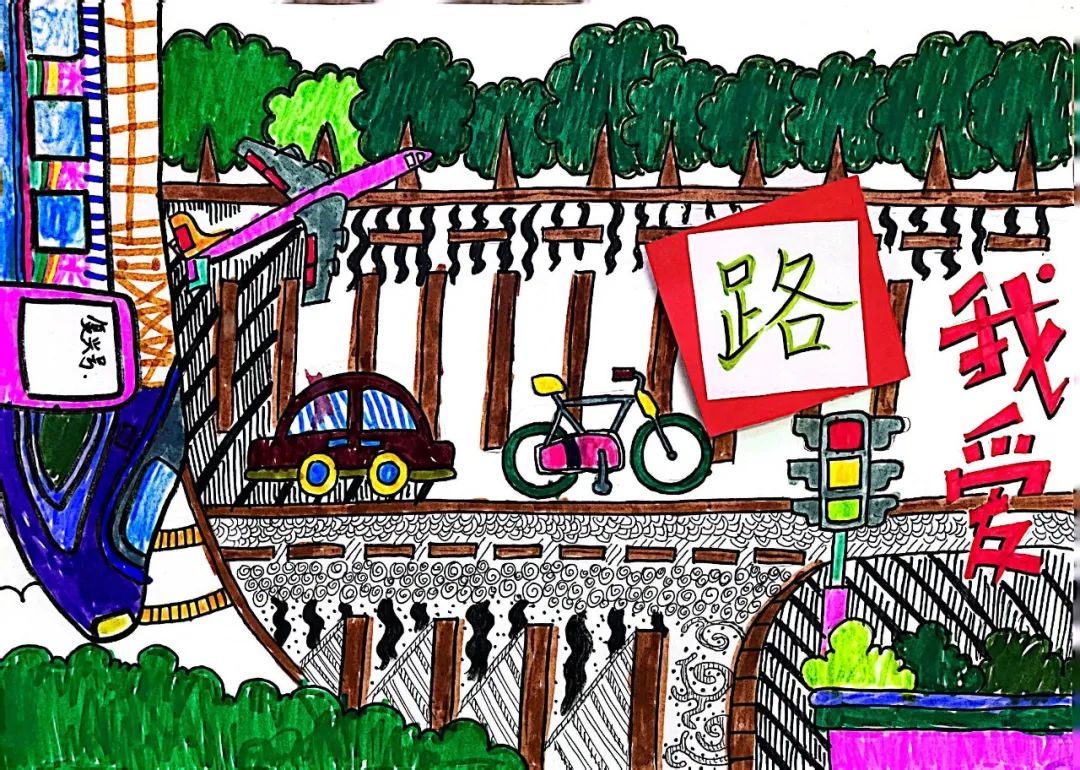 “童心绘交通 出行讲文明”绘画图片展示（10）