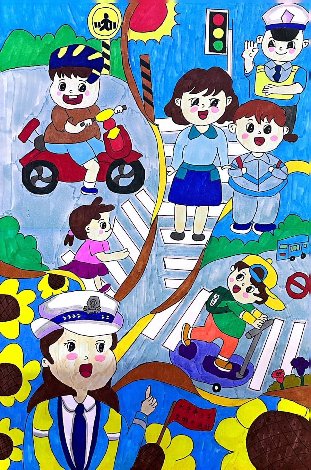 “童心绘交通 出行讲文明”绘画图片展示（8）