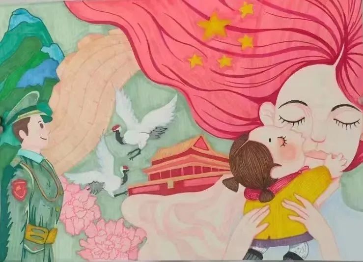 儿童画国庆节绘画小学组作品第7张