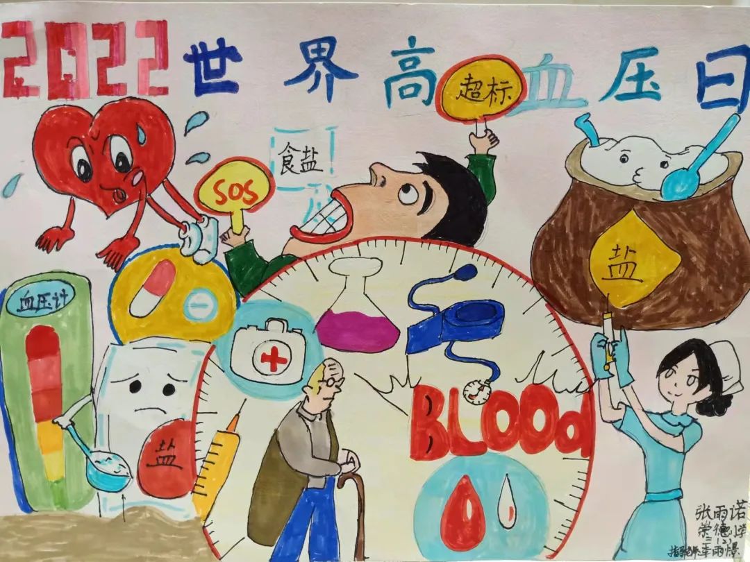 “世界高血压日”健康饮食主题画画图片（9）
