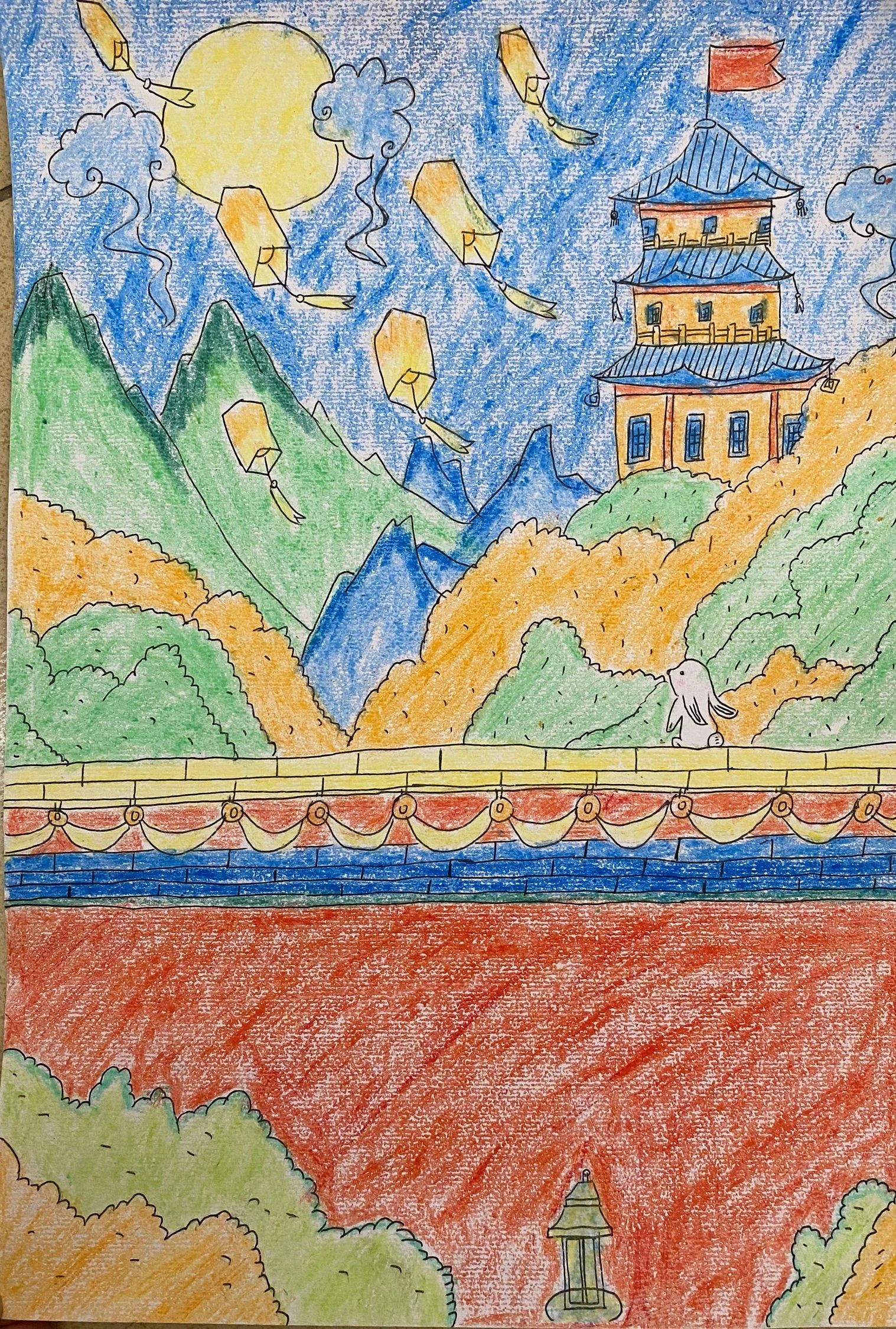 儿童浓情中秋绘画作品图片展示（8）