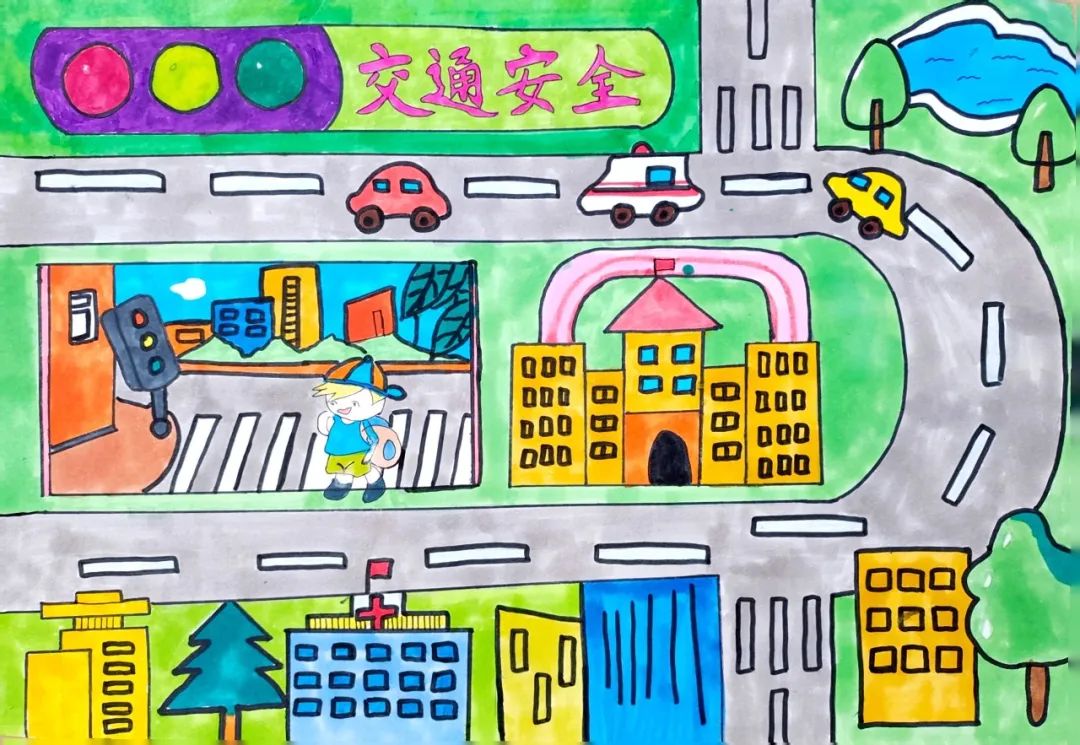 “童心绘交通 出行讲文明”绘画图片展示（16）
