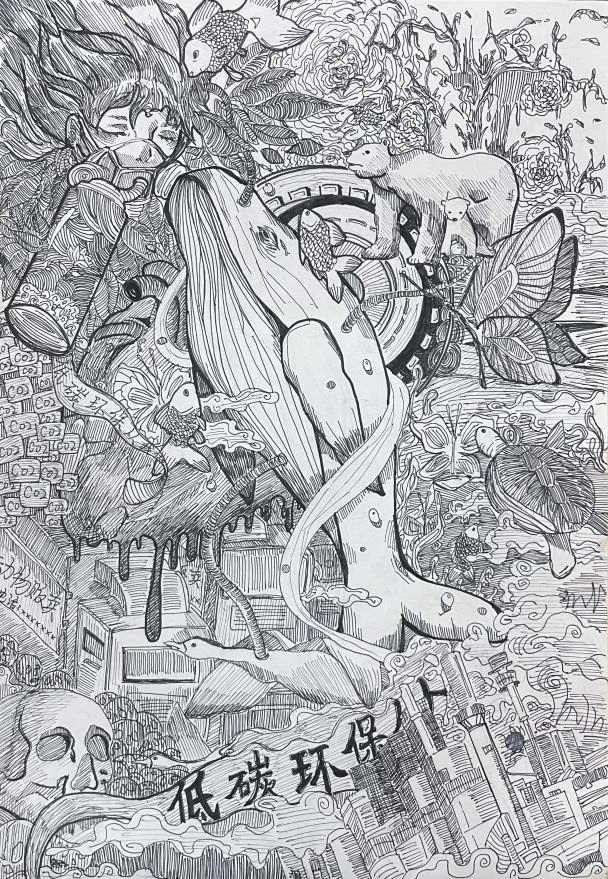 “低碳生活 绿色出行”儿童画画图片（2）