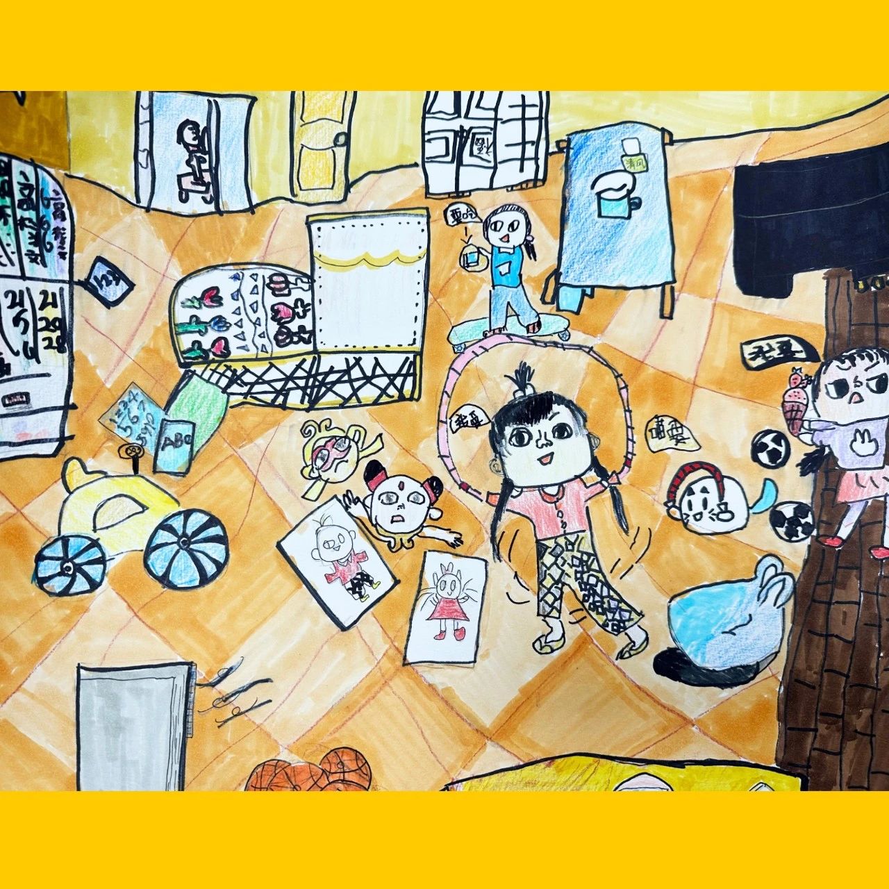 以“童心绘亚运 赞美丽家乡”为主题的绘画图片（17）
