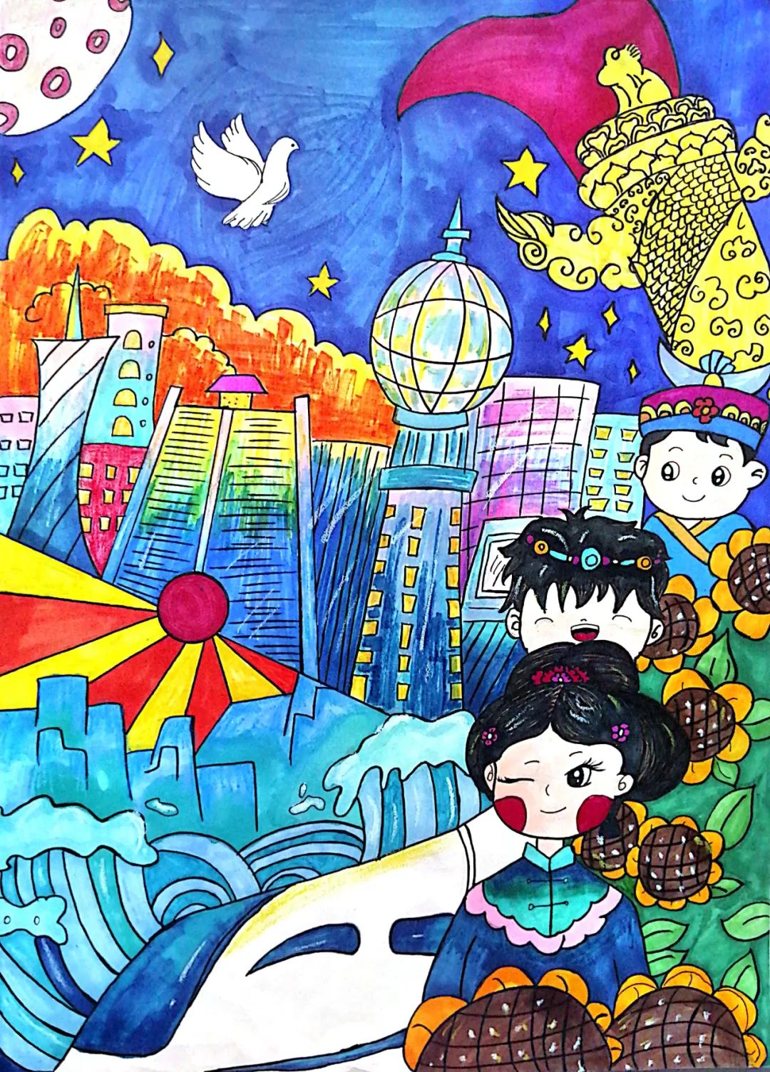 “石榴籽一家亲”民族团结主题画图片（4/20）