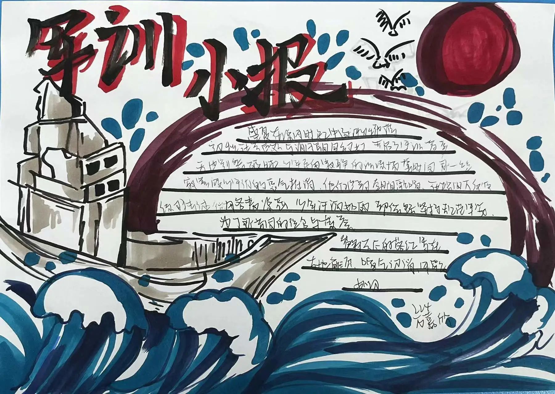 《我的军训日常》儿童军训绘画作品（8）