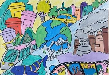 “低碳生活 绿色出行”儿童画画图片（14）