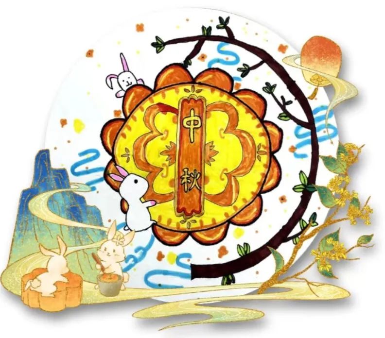 简单的中秋节小学生儿童画作品(8)