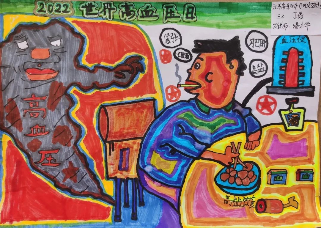 “世界高血压日”健康饮食主题画画图片（1）