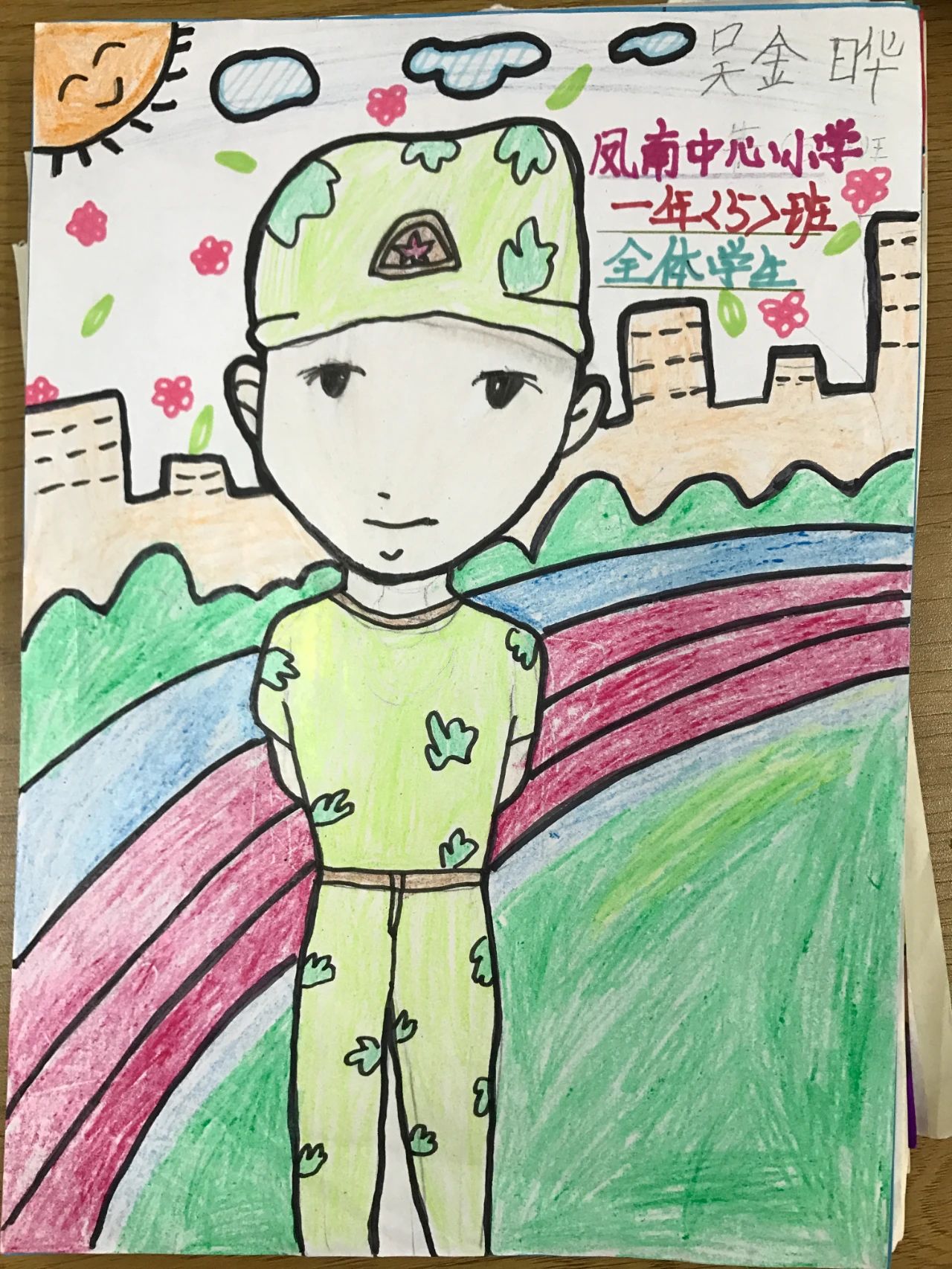 关于军训的小学生儿童绘画作品（3）